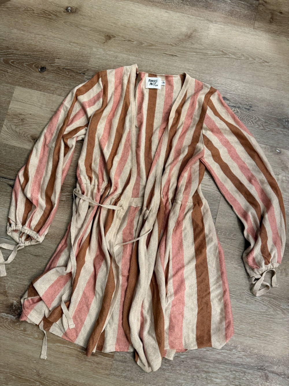 Princess Polly Striped Cardigan Top in Pink, Brown & Cream